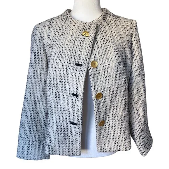 VICTOR ALFARO 100% Wool Textured Round Collar Blazer jacket , size  14 - Picture 2 of 5